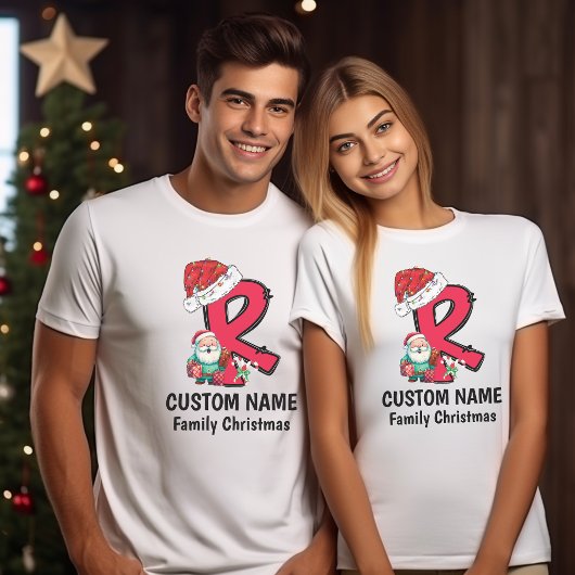 Monogrammed Familie Kerstmis Personaliseren met na T-shirt