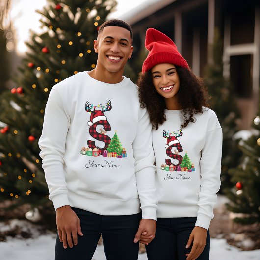 Monogrammed Familie Kerstmis Personaliseren met na T-shirt
