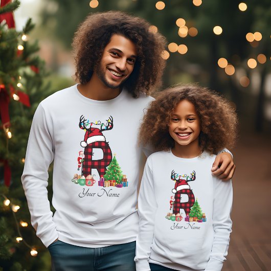 Monogrammed Familie Kerstmis Personaliseren met na T-shirt