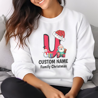 Monogrammed Familie Kerstmis Personaliseren met na T-shirt