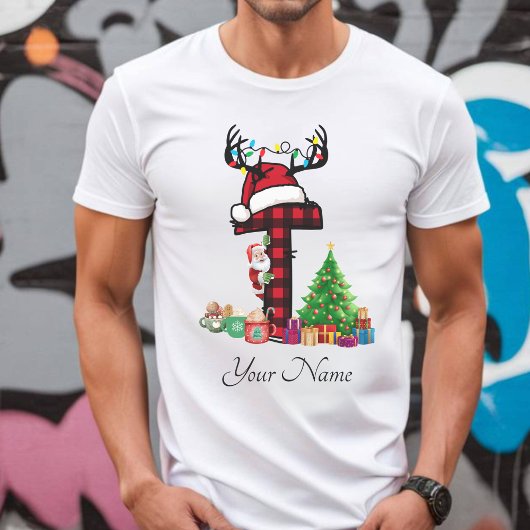 Monogrammed Familie Kerstmis Personaliseren met na T-shirt