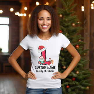 Monogrammed Familie Kerstmis Personaliseren met na T-shirt