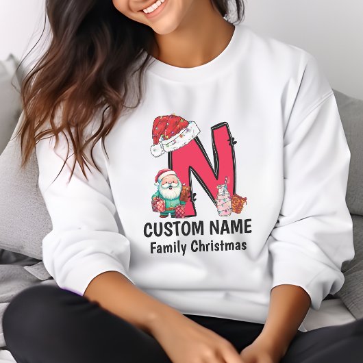 Monogrammed Familie Kerstmis Personaliseren met na T-shirt
