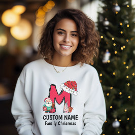 Monogrammed Familie Kerstmis Personaliseren met na T-shirt