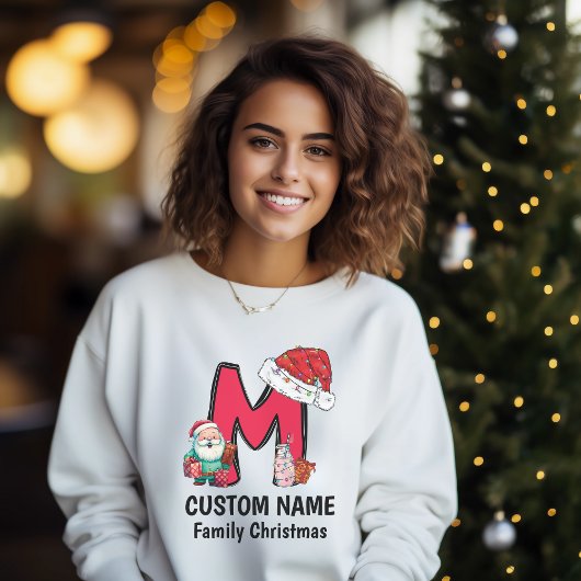 Monogrammed Familie Kerstmis Personaliseren met na T-shirt