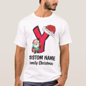 Monogrammed Familie Kerstmis Personaliseren met na T-shirt (Voorkant)