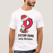 Monogrammed Familie Kerstmis Personaliseren met na T-shirt (Voorkant)