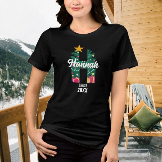 Monogrammed Familie Kerstnaam Initiaal Tri-Blend Shirt