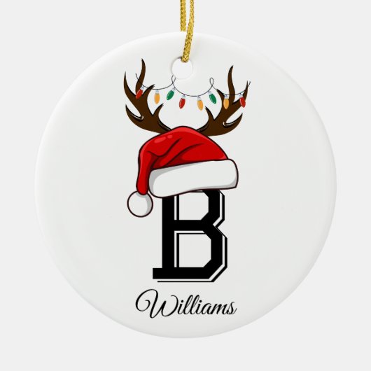 Monogrammed Familie Sinterklaas Kerstmis Keramisch Ornament (Voorkant)