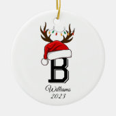 Monogrammed Familie Sinterklaas Kerstmis Keramisch Ornament (Voorkant)