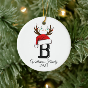 Monogrammed Familie Sinterklaas Kerstmis Keramisch Ornament