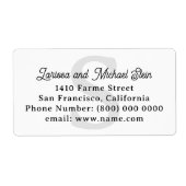 Monogrammed Familienaam Adres Wit Etiket (Voorkant)