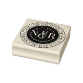 Monogrammed familienaam retour adres circulair rubberstempel (Stempel)