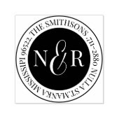 Monogrammed familienaam retour adres circulair  zelfinktende stempel (Design)