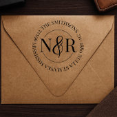 Monogrammed familienaam retour adres circulair zelfinktende stempel