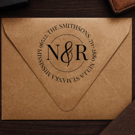 Monogrammed familienaam retour adres circulair  zelfinktende stempel