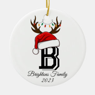 Monogrammed familienaam sinterklaas kerst keramisch ornament