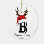 Monogrammed familienaam sinterklaas kerst keramisch ornament (Links)