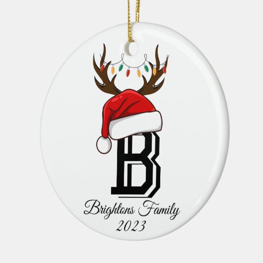 Monogrammed familienaam sinterklaas kerst keramisch ornament (Links)