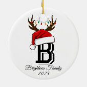 Monogrammed familienaam sinterklaas kerst keramisch ornament (Achterkant)