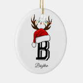 Monogrammed familienaam sinterklaas kerst keramisch ornament (Rechts)