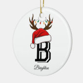 Monogrammed familienaam sinterklaas kerst keramisch ornament (Links)