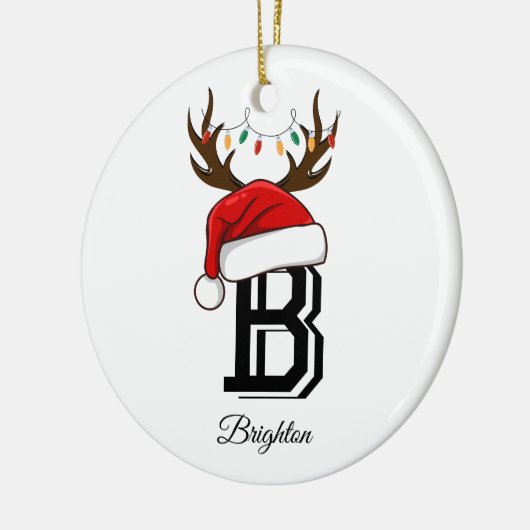 Monogrammed familienaam sinterklaas kerst keramisch ornament (Links)