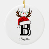 Monogrammed familienaam sinterklaas kerst keramisch ornament (Achterkant)