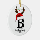 Monogrammed familienaam sinterklaas kerst keramisch ornament (Rechts)