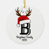 Monogrammed familienaam sinterklaas kerst keramisch ornament (Voorkant)