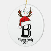 Monogrammed familienaam sinterklaas kerst keramisch ornament (Links)