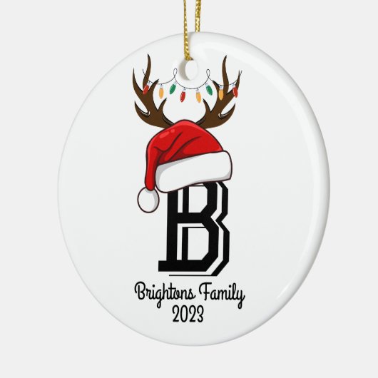 Monogrammed familienaam sinterklaas kerst keramisch ornament (Links)