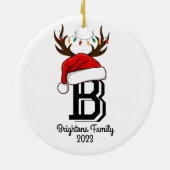 Monogrammed familienaam sinterklaas kerst keramisch ornament (Achterkant)