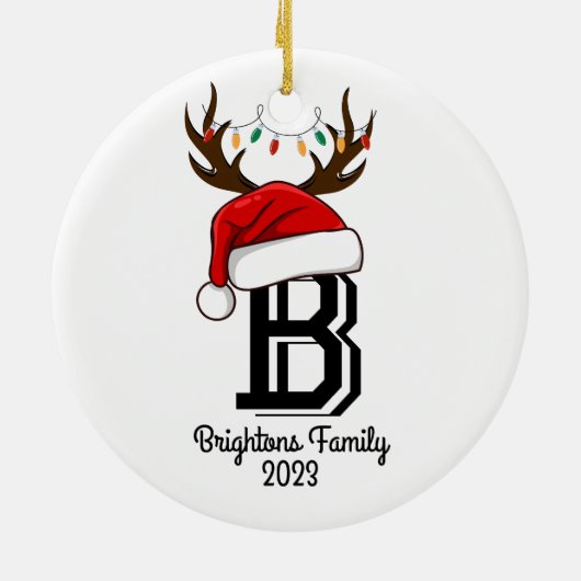 Monogrammed familienaam sinterklaas kerst keramisch ornament (Achterkant)