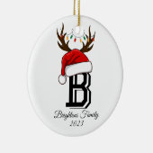 Monogrammed familienaam sinterklaas kerst keramisch ornament (Rechts)