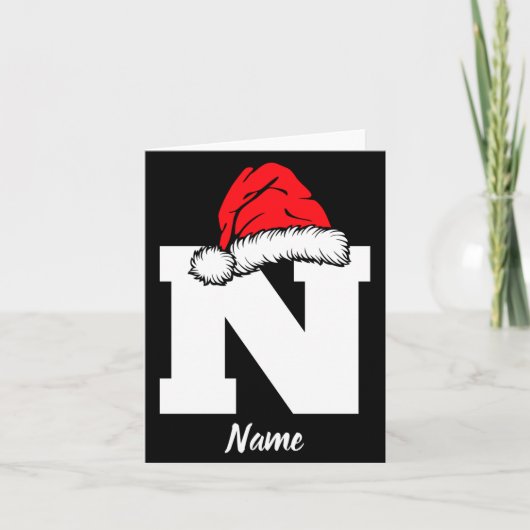 Monogrammed Family Christmas With Name  Kaart (Voorkant)