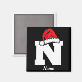 Monogrammed Family Christmas With Name  Magneet (Voorkant / Achterkant)