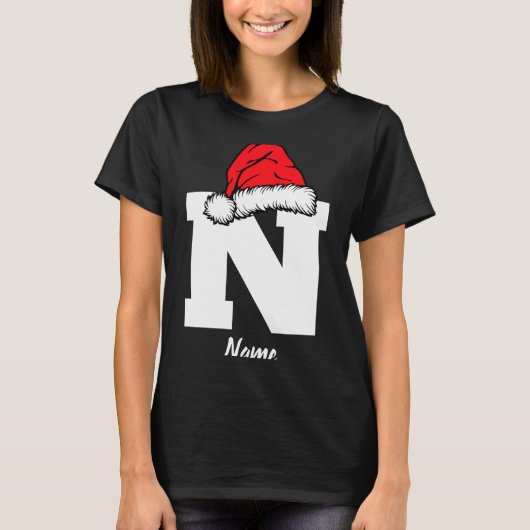 Monogrammed Family Christmas With Name  T-shirt (Voorkant)