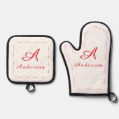Monogrammed Family Name  Ovenwant & Pannenlap Set (Voorkant)
