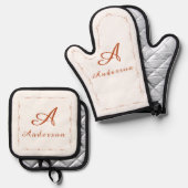 Monogrammed Family Name  Ovenwant & Pannenlap Set (Voorkant / Achterkant)