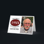 Monogrammed Father Birthday Legend Fotosjabloon Kaart<br><div class="desc">Foto sjabloon elk jaar "Geboorte van een legende" kaart voor die speciale vader. Voeg de foto en het jaar toe zoals gewenst in de sjabloon velden en creëer een unieke 40e, 50e, 60e of een ander verjaardagsfeestaccessoire. Werk dit samen met de bijpassende geschenken, party accessoires en kleding die beschikbaar zijn...</div>