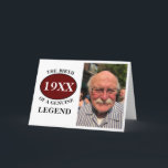 Monogrammed Father Birthday Legend Fotosjabloon Kaart<br><div class="desc">Foto sjabloon elk jaar "Geboorte van een legende" kaart voor die speciale vader. Voeg de foto en het jaar toe zoals gewenst in de sjabloon velden en creëer een unieke 40e, 50e, 60e of een ander verjaardagsfeestaccessoire. Werk dit samen met de bijpassende geschenken, party accessoires en kleding die beschikbaar zijn...</div>