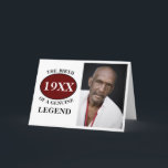 Monogrammed Father Birthday Legend Fotosjabloon Kaart<br><div class="desc">Foto sjabloon elk jaar "Geboorte van een legende" kaart voor die speciale vader. Voeg de foto en het jaar toe zoals gewenst in de sjabloon velden en creëer een unieke 40e, 50e, 60e of een ander verjaardagsfeestaccessoire. Werk dit samen met de bijpassende geschenken, party accessoires en kleding die beschikbaar zijn...</div>