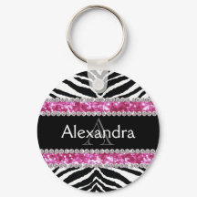 Monogrammed Faux Glitter Bling Zebra Meisjes Naam 