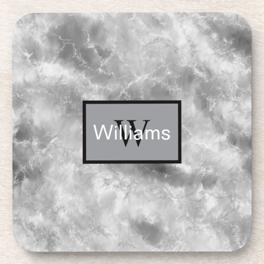 Monogrammed Faux Marble Bier Onderzetter (Voorkant)