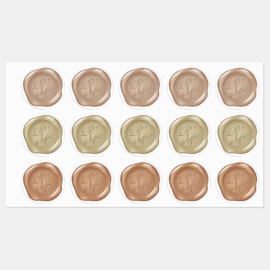 Monogrammed Faux Metallic look Wax Seals Labels (Vel)