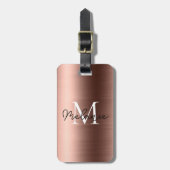 Monogrammed Faux Roos Gold Metallic Texture Bagagelabel (Voorkant verticaal)