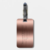 Monogrammed Faux Roos Gold Metallic Texture Bagagelabel (Achterkant verticaal)