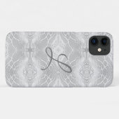 Monogrammed Faux Satin Case-Mate iPhone Case (Achterkant (horizontaal))