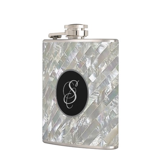 Monogrammed Faux White Moeder van Pearl Heupfles (Links)